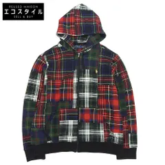POLO RALPH LAUREN ポロ ラルフローレン 美品 レッド×グリーン パッチワーク チェック パーカー トップス メンズ XL XL