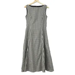 フォクシーニューヨーク ワンピース サイズ38 M レディース美品  - 43299 黒×アイボリー クルーネック/ノースリーブ/マキシ丈/チェック柄