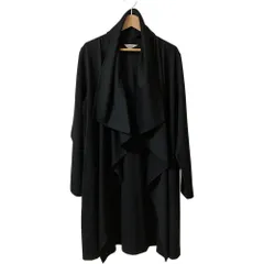 美品 INGEBORG インゲボルグ ボリュームカラー 長袖 ロング カーディガン コーディガン 3 ブラック レディース 古着 中古 USED