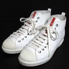 良品 PRADA SPORT プラダスポーツ レザー ハイカット スニーカー シューズ サイズ35.5 約22.5cm ホワイト レディース 古着 中古 USED