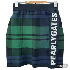 GF1 PEARLY GATES  パーリーゲイツ  ゴルフ  ゴルフウェア レディース ローカルポリ バスケ編みチェック スカート ニット ニットスカート  BW柄 グリーン 0（Sサイズ）  ポリエステル 055-3134332