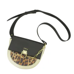 良品 FURLA フルラ MISS MIMI レオパード柄 ショルダーバッグ ホワイト ブラック  レディース 古着 中古 USED