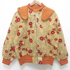 良品 PINKHOUSE ピンクハウス 花柄 キルティング 2WAYブルゾン ジャケット オレンジ レディース 古着 中古 USED