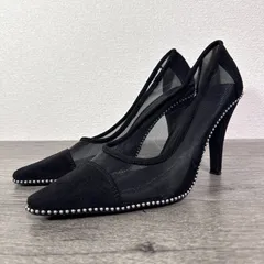 Darich ボールチェーンシアーパンプス スエード×メッシュ ハイヒール L 24-24.5cm 黒