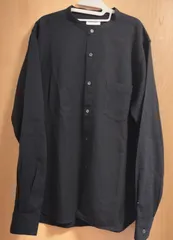 ビューティアンドユース　ユナイテッドアローズ　XL　ネイビー　濃紺　ウール混　長袖　ボタンシャツ　バンドカラー　大きいサイズ　プラスサイズ