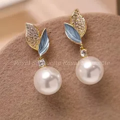 ピアス 耳飾り ゴールドカラー 金色 葉っぱ リーフ ブルー ストーン フェイクストーン パール 可愛い 大人可愛い シンプル レディース ジュエリー イベント パーティー 大人かわいい デイリー ガーリー フェミニン シンプル デート
