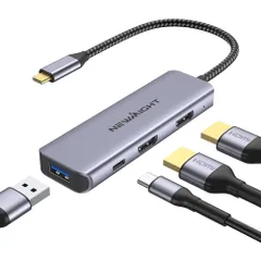 USB C HDMI 拡張 2画面 4in1 アダプタ 分配器 拡張モード対応 パソコン に 2 台 の モニター を つなぐ 4K HDMI*2