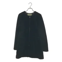 DES PRES / デプレ | ダブルジップ ノーカラー コート / 裏地ラムレザー切替 | 1 | ブラック | レディース