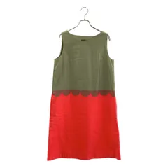 marimekko / マリメッコ | ポケット付き ノースリーブ ワンピース / 裏地付き | 38 | グリーン/ピンク | レディース