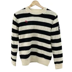 PEARLY GATES(パーリーゲイツ) 長袖セーター サイズ0 XS レディース - アイボリー×黒 クルーネック/カシミヤ/ボーダー