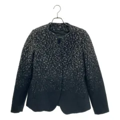 MARINA RINALDI / マリナ リナルディ | ウール ツイード ノーカラー シングル ジャケット / 総裏地 | ブラック/ホワイト | レディース