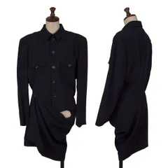 コムデギャルソンCOMME des GARCONS ウールヘムラップデザインジャケット 紺M