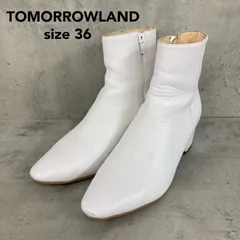 TOMORROWLAND トゥモローランド ホワイト ショートブーツ アンクルブーツ サイドジップ チャンキーヒール 太ヒール スクエアトゥ ポインテッドトゥ 日本製 MADE IN JAPAN シューズ 靴 上品 きれいめ ★ ◆■