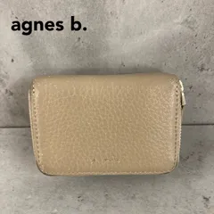 agnes b. アニエスベー 三つ折り財布 ベージュ ミニウォレット コンパクト レザー ゴールド ロゴ 金具 刻印 カード入れ 小銭入れ 札入れ 財布 サイフ ウォレット ギフト プレゼント お祝い おしゃれ シンプル ★ ■■のサムネイル
