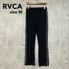 RVCA ルーカ ブラック サイドロゴ テープライン スリット フレア パンツ レギンス ジャージ ストレッチ サイドライン BC043-714 センターシーム ボトムス スポーツ ミッドフィット ストリート サーフ スケート ウェア ★ ■■