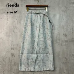 美品 riendリエンダ フラワー ジャガード ベルト タイト スカート 110DA131-1100 ロング丈 ミモレ丈 裏地あり バックスリット ウエストゴム ペンシル シルエット 花柄 グリーン系 Mサイズ 華やか パーティー お呼ばれ ★ ■◇