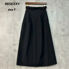 美品 RESEXXY リゼクシー 152420806301-01 ブラック ベルト付き ハイウエスト ロング スカート フレア Aライン ボトムス 無地 裏地あり ウエストゴム バックゴム MARK STYLER マークスタイラー F  ★ ■◇