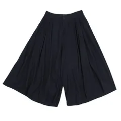 ズッカzucca コットン混タックワイドクロップドパンツ 紺M