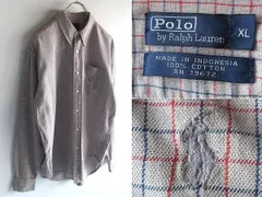 希少 90sビンテージ Polo by Ralph Lauren ラルフローレン ポロポニーロゴ刺繍 チェック BDシャツ US:BOY'S XL グレー USA企画