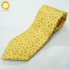 #ae エルメス HERMES ネクタイ 山吹系 マルチ 総柄 リング柄 スクエア柄 シルク フランス製 メンズ [994233] k01