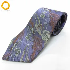 #ae ダンヒル Dunhill ネクタイ 青紫系 マルチ 総柄 花柄 光沢 シルク イタリア製 メンズ [994243] k01