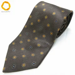 #ae ランバン LANVIN ネクタイ 茶系 マルチ 総柄 花柄 波模様 シルク フランス製 メンズ [994244] k01