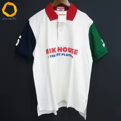 #s ミキハウス MIKI HOUSE ポロシャツ M 白 赤 紺 緑 配色 半袖 鹿の子 日本製 タグ付き 美品 ユニセックス [994277] k01
