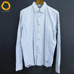 #a マーロン・ブランド M.BRANDO VINTAGE 55 シャツ XL 水色 白 ストライプ 長袖 綿 ボタンダウン 大きいサイズ メンズ [994279] k01のサムネイル