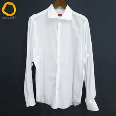#a イザイア ISAIA シャツ 17/43 白 格子柄 ワイシャツ テーラード 綿 コットン 100％ イタリア製 大きいサイズ メンズ [994282] k01のサムネイル