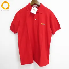 #s ミキハウス MIKI HOUSE ポロシャツ M 赤 半袖 鹿の子 バックロゴ 綿 コットン 100％ 日本製 タグ付き 美品 ユニセックス [994284] k01