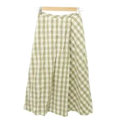 ヒューマンウーマン HUMAN WOMAN フレア スカート チェック ひざ丈 薄手 Sサイズ カーキ MMT