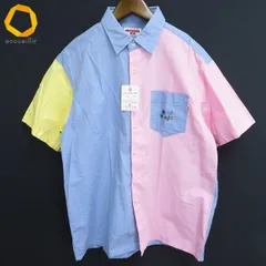 #s ミキハウス MIKIHOUSE シャツ・ブラウス M 水色 ピンク 黄色 配色 綿 コットン 100％ 日本製 タグ付き 美品 ユニセックス [994287] k01