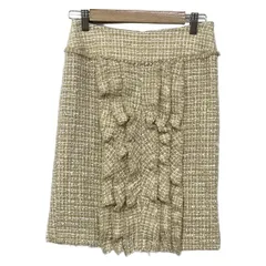 EPOCA(エポカ) スカート サイズ38 M レディース - ベージュ×白 ひざ丈/ツイード/フリル