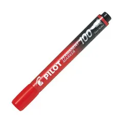 （まとめ） パイロット 油性マーカーパーマネントマーカー100 中字・丸芯 赤 MPM-10F-R 1セット（10本） 〔×3セット〕