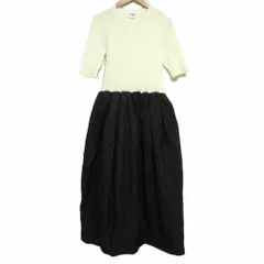 美品 24SS Mila Owen ミラオーウェン ジャカードスカートドッキング 5分袖ニットワンピース ロング丈 マキシドレス 0 ホワイト レディース 古着 中古 USED