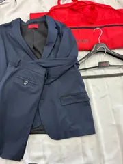 HUGO BOSS ヒューゴボス 春夏秋向け パッカブル トラベルスーツ セットアップ ネイビー XL（US44R） メンズ