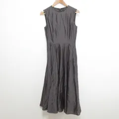 美品 24SS M-Premier エムプルミエ パネル切替 ロングワンピース ノースリーブ ギャザー ドレス A935-013 サイズ34 ダークブラウン系 レディース 古着 中古 USED