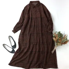 Live in comfort リブインコンフォート フェリシモ 千鳥 チェックのチョコ柄ワンピース(52E＋9260)26H