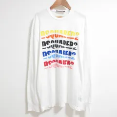 良品 23SS DSQUARED2 ディースクエアード ウェーブロゴプリント ロングスリーブ クルーネック Tシャツ M ホワイト メンズ 古着 中古 USED