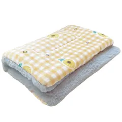 丸洗い 柔らか 犬 暖かい クッション スクエア型 ふみふみ 布団 フェイクファー 防寒 フランネル リバーシブル 秋 ベッド 冬 猫 ふわふわ ひまわり マット 22*40cm ペット