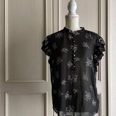 美品✨ティッカ レースフレンチシャツ ブラック スカラップ 日本製