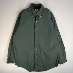 古着 90's/90年代 ブルックスブラザーズ Brooks Brothers 長袖シャツ 胸ポケ Makers USA製 M  グリーン 無地 メンズ