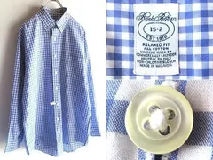 90sビンテージ Brooks Brothers ブルックスブラザーズ RELAXED FIT コットン ギンガムチェック BDシャツ 15-2 青 ゆったり
