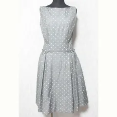 良品 FOXEY NEW YORK フォクシーニューヨーク ドットノースリーブワンピース サイズ38 グレー レディース 古着 中古 USED