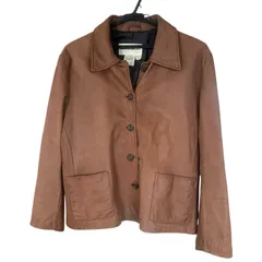  Eddie Bauer エディーバウアー レザージャケット 牛革 ブラウン レディース Lサイズ【Z1789】