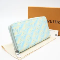 ★3日以内返品可★ 未使用 LOUIS VUITTON ルイ・ヴィトン モノグラム アンプラント サマースターダスト ジッピーウォレット ヴェール ドー M81466 長財布 ブルー イエロー レザー レディース