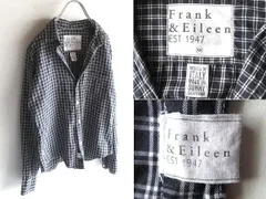 Frank&Eileen フランク&アイリーン BARRY コットン チェックシャツ 開襟 ブラウス XS ネイビー USA製 ドゥーズィエムクラス取扱ブランド