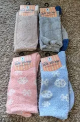 未使用品 STREAM モコモコ靴下 4足セット 23～25cm 青 グレー ベージュ　ピンク