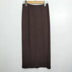 LANCEL ランセル リブ ニット ロング スカート タイト スリット 日本製 ウール ブラウン系 9 B501のサムネイル