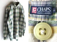 希少 ビンテージ CHAPS RALPH LAUREN チャップス ラルフローレン チェック BDシャツ ボタンダウンシャツ L グリーン ブルー イエロー